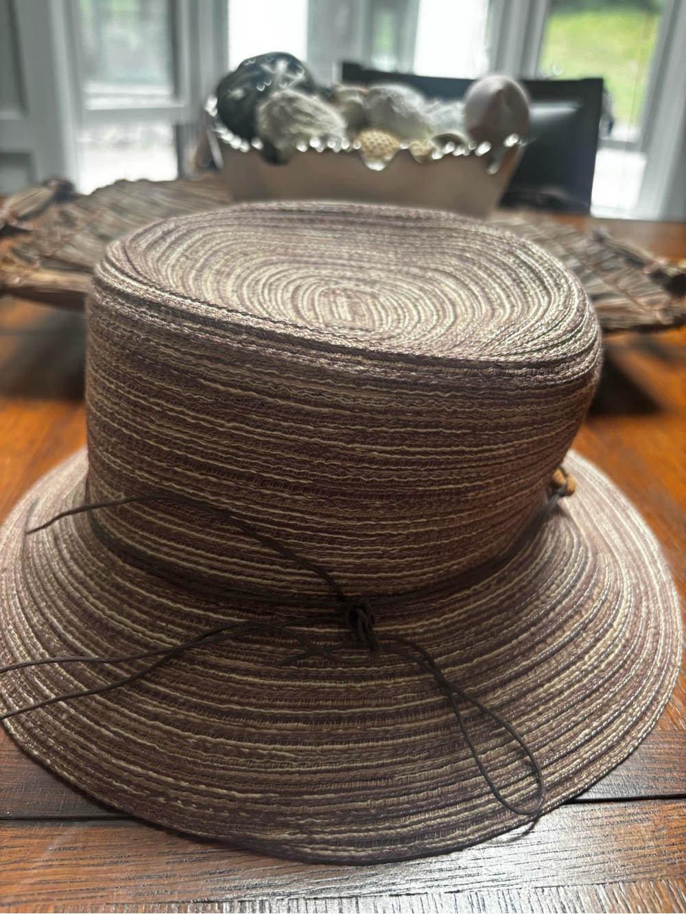 croft & barrow Brown Straw Sun Visor Hat with Bead Accent - Picture 7 of 11